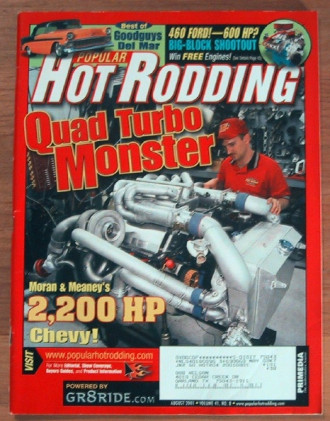 POPULAR HOT RODDING 2001 AUG - HEMI DART, 2200hp MONSTER, AEW